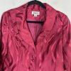 Isabella Polyester Metallic Skirt Suit Size 8 Fuchsia 3/4 Sleeves Cocktail 2PC