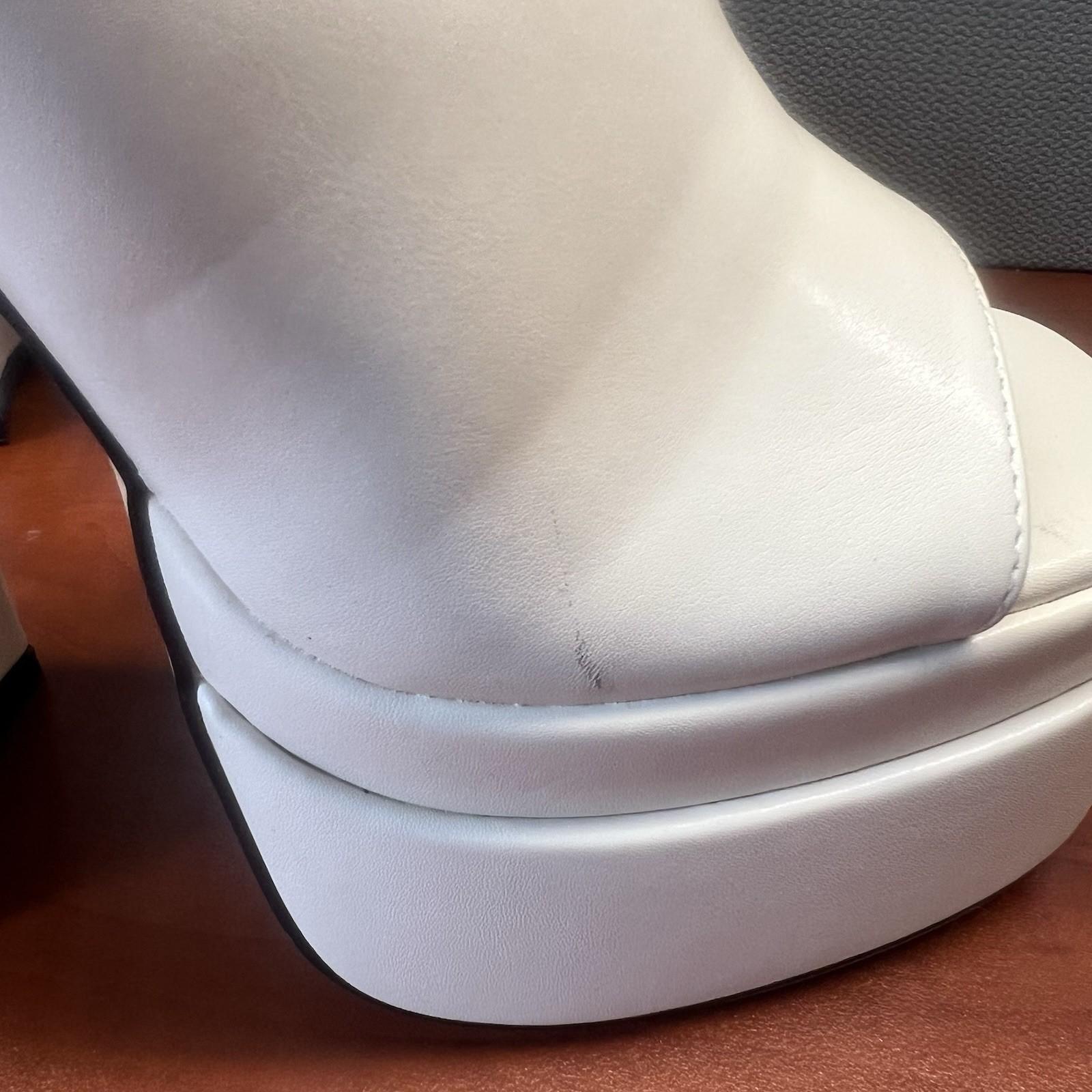 Pazzle Stack Beige Platform Chunky High Heel Shoes Open toes Slip on size 10