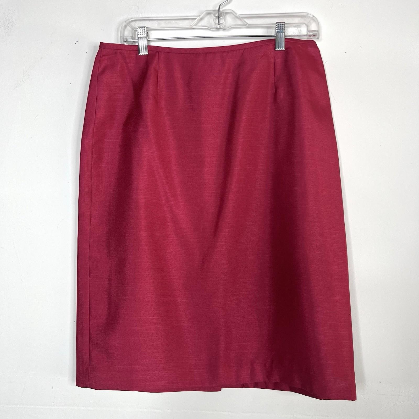 Isabella Polyester Metallic Skirt Suit Size 8 Fuchsia 3/4 Sleeves Cocktail 2PC