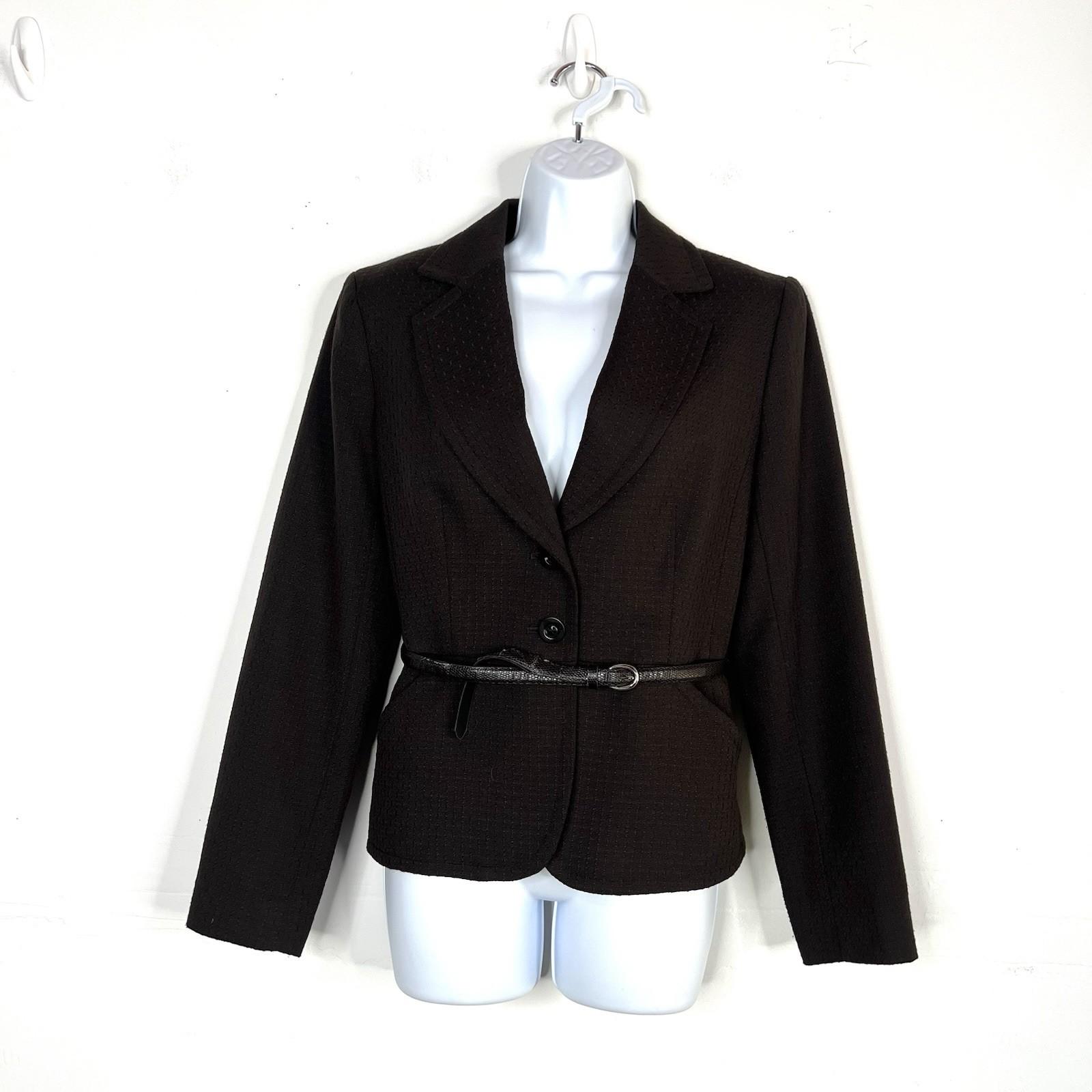 Jones New York Polyester Rayon Skirt Suit Size 8 Black Belted Career 2PC Pockets