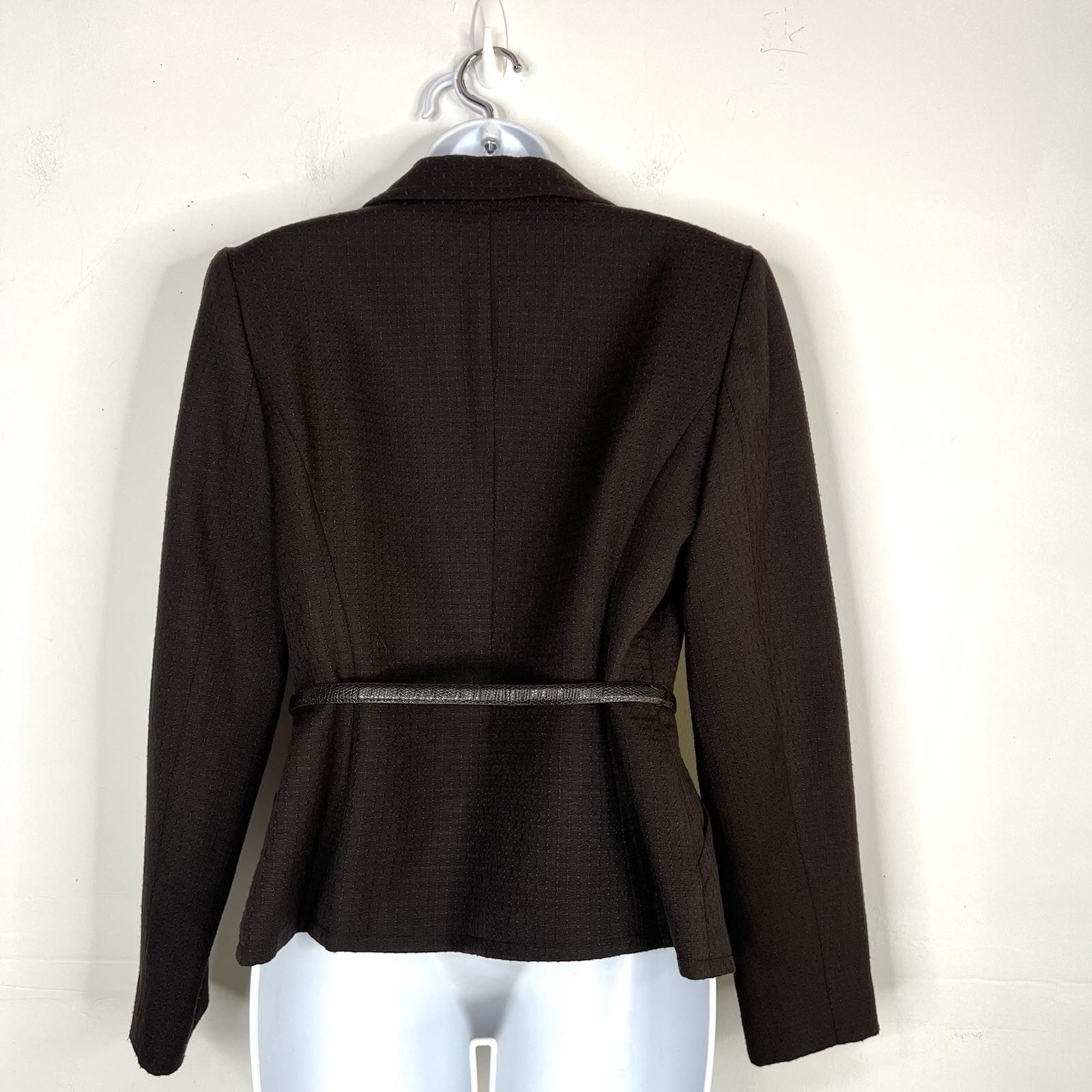 Jones New York Polyester Rayon Skirt Suit Size 8 Black Belted Career 2PC Pockets