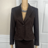 Tahari ASL Cotton Rayon Spandex Blazer Size 4 Brown Lined Pocket 1 Piece