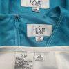 Le Suit Linen Rayon Skirt Suit Top Size 4P Blue White Open Front Lined 3PC New
