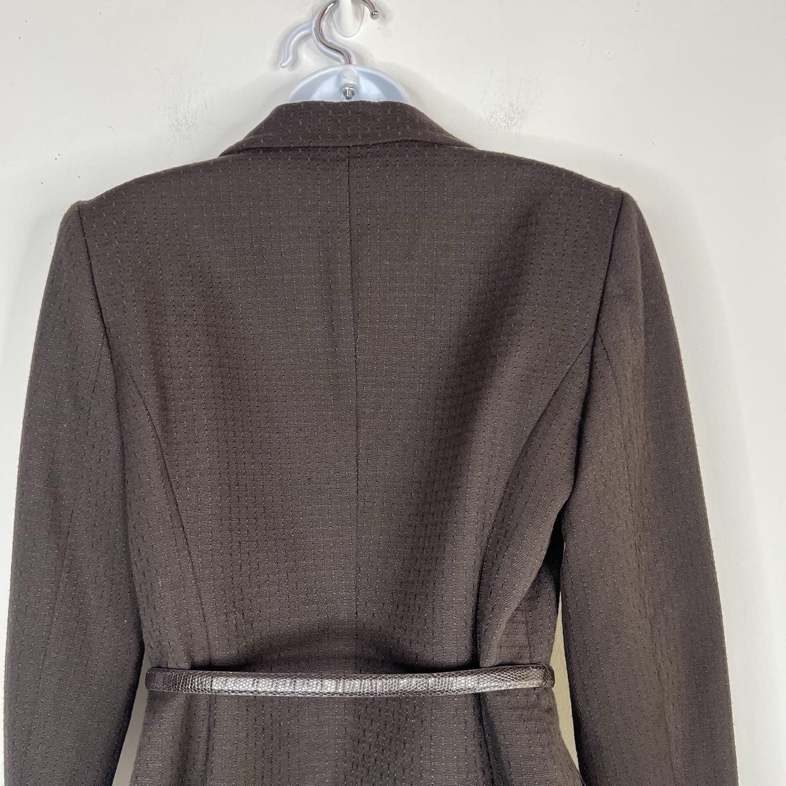 Jones New York Polyester Rayon Skirt Suit Size 8 Black Belted Career 2PC Pockets