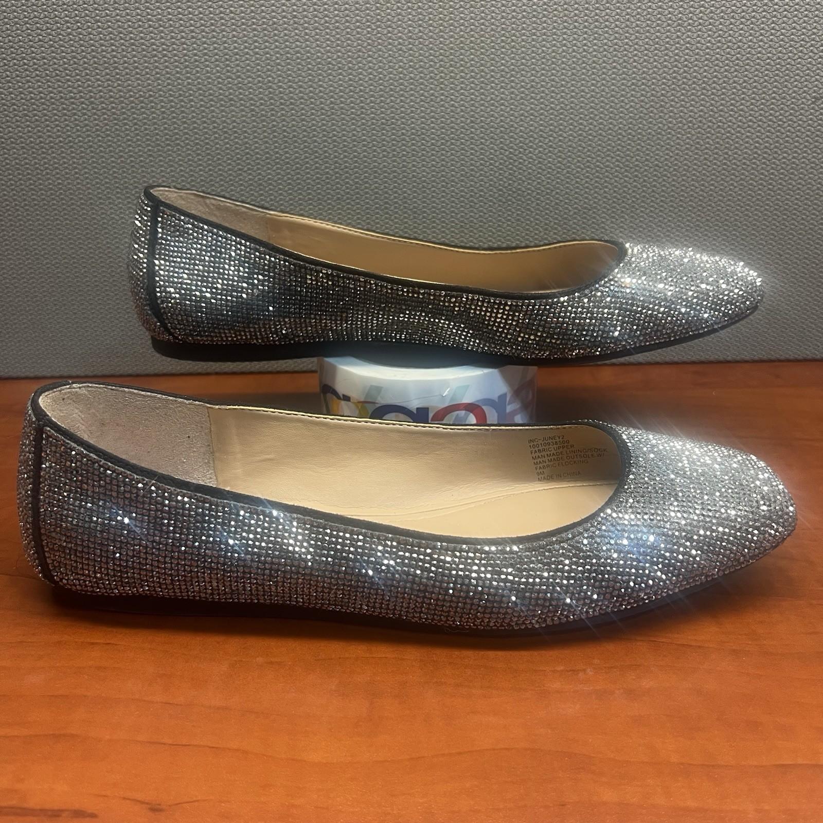 INC International Concepts Women Black Crystal Juney2 Ballet Flats Size 9M