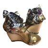 10-202.jpg CARLOS FALCHI Women Leopard Floral Pattern Platform Wedge Sandals Size 7 M