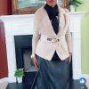 Twelfth Love Faux Fur Cardigan Sweater S Faux Suede Beige Open Front Warm Knit