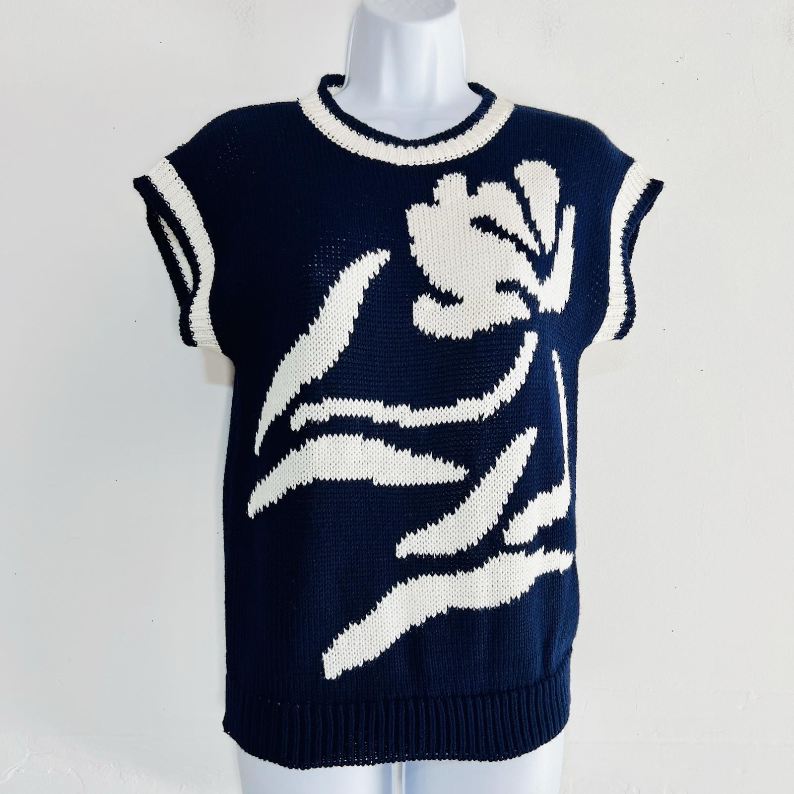 Vintage Liana Petites Women 100% Acrylic Sweater Vest Size PS Blue White New