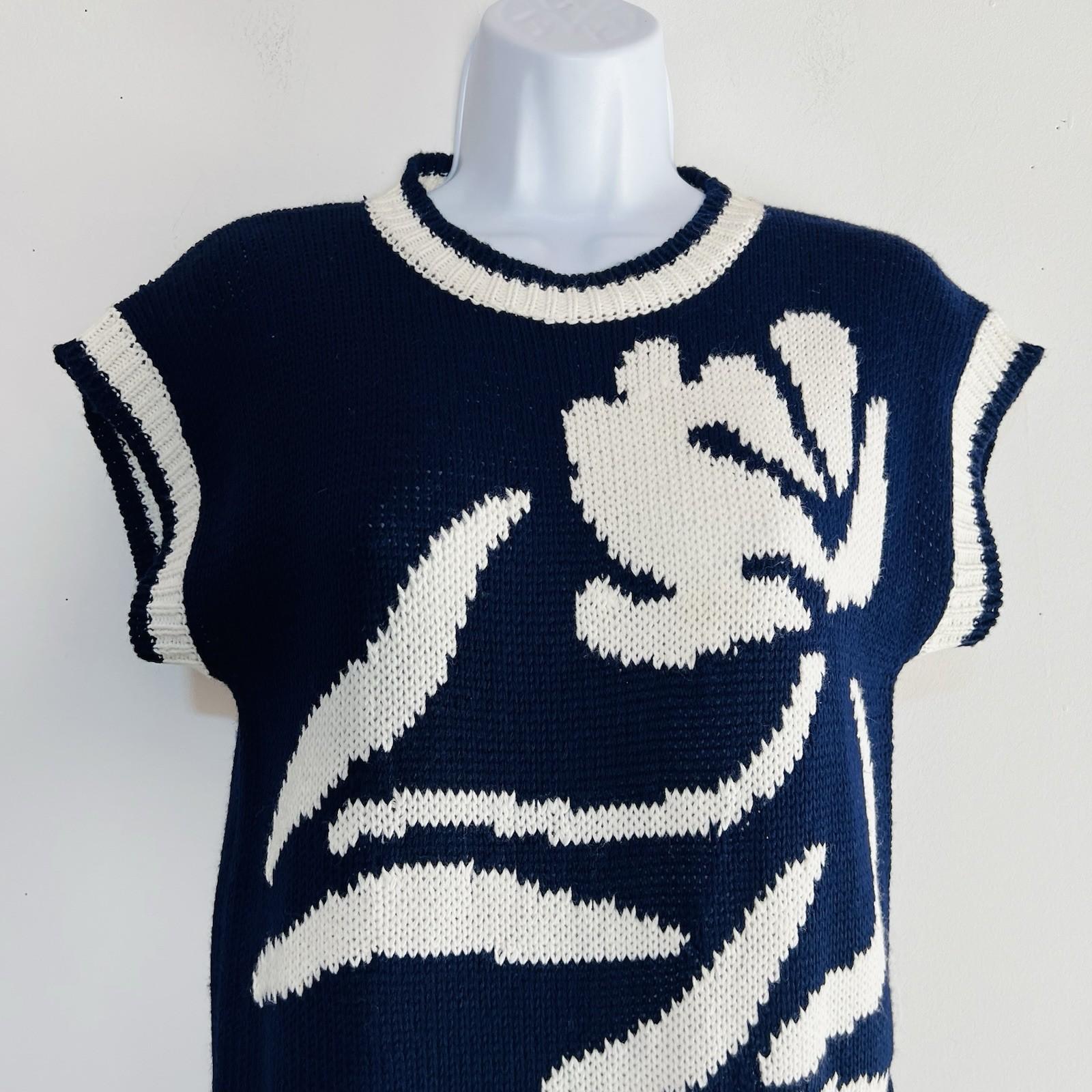 Vintage Liana Petites Women 100% Acrylic Sweater Vest Size PS Blue White New