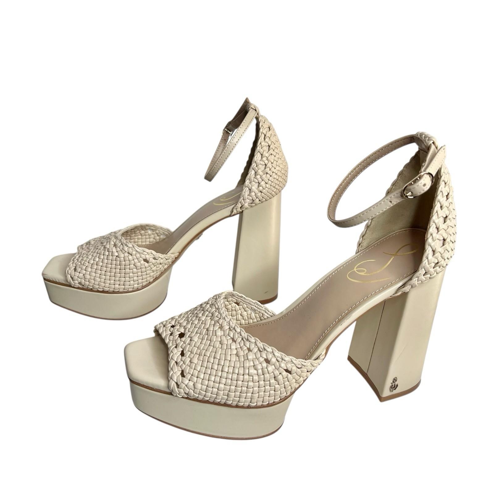 Sam Edelman Platform Ankle Strap Sand Block Heeled Sandals 8M Buckle Closure