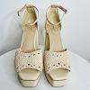 Sam Edelman Platform Ankle Strap Sand Block Heeled Sandals 8M Buckle Closure