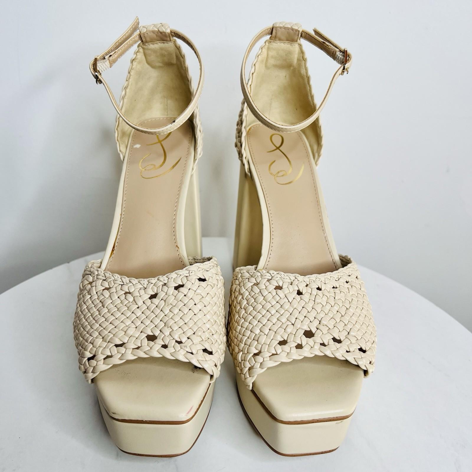 Sam Edelman Platform Ankle Strap Sand Block Heeled Sandals 8M Buckle Closure