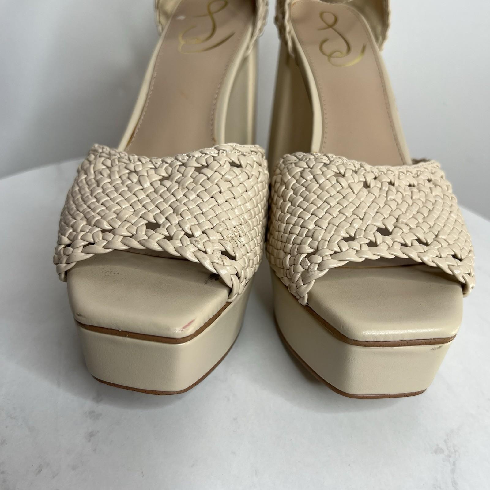 Sam Edelman Platform Ankle Strap Sand Block Heeled Sandals 8M Buckle Closure