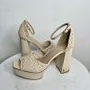 Sam Edelman Platform Ankle Strap Sand Block Heeled Sandals 8M Buckle Closure