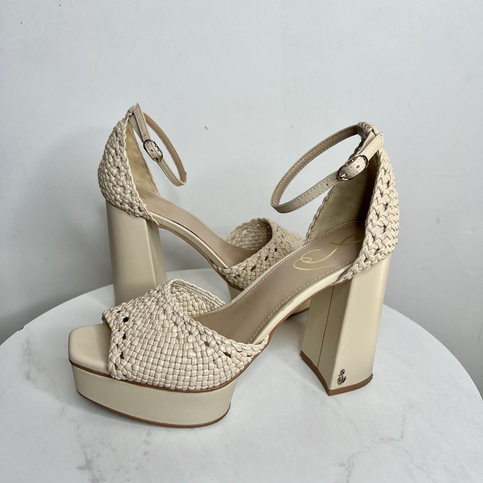 Sam Edelman Platform Ankle Strap Sand Block Heeled Sandals 8M Buckle Closure