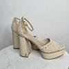 Sam Edelman Platform Ankle Strap Sand Block Heeled Sandals 8M Buckle Closure