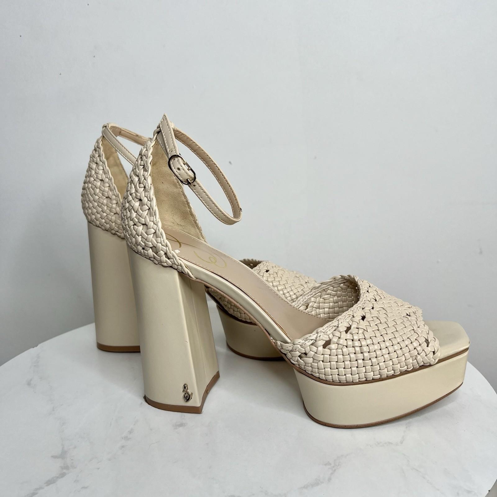 Sam Edelman Platform Ankle Strap Sand Block Heeled Sandals 8M Buckle Closure