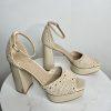 Sam Edelman Platform Ankle Strap Sand Block Heeled Sandals 8M Buckle Closure