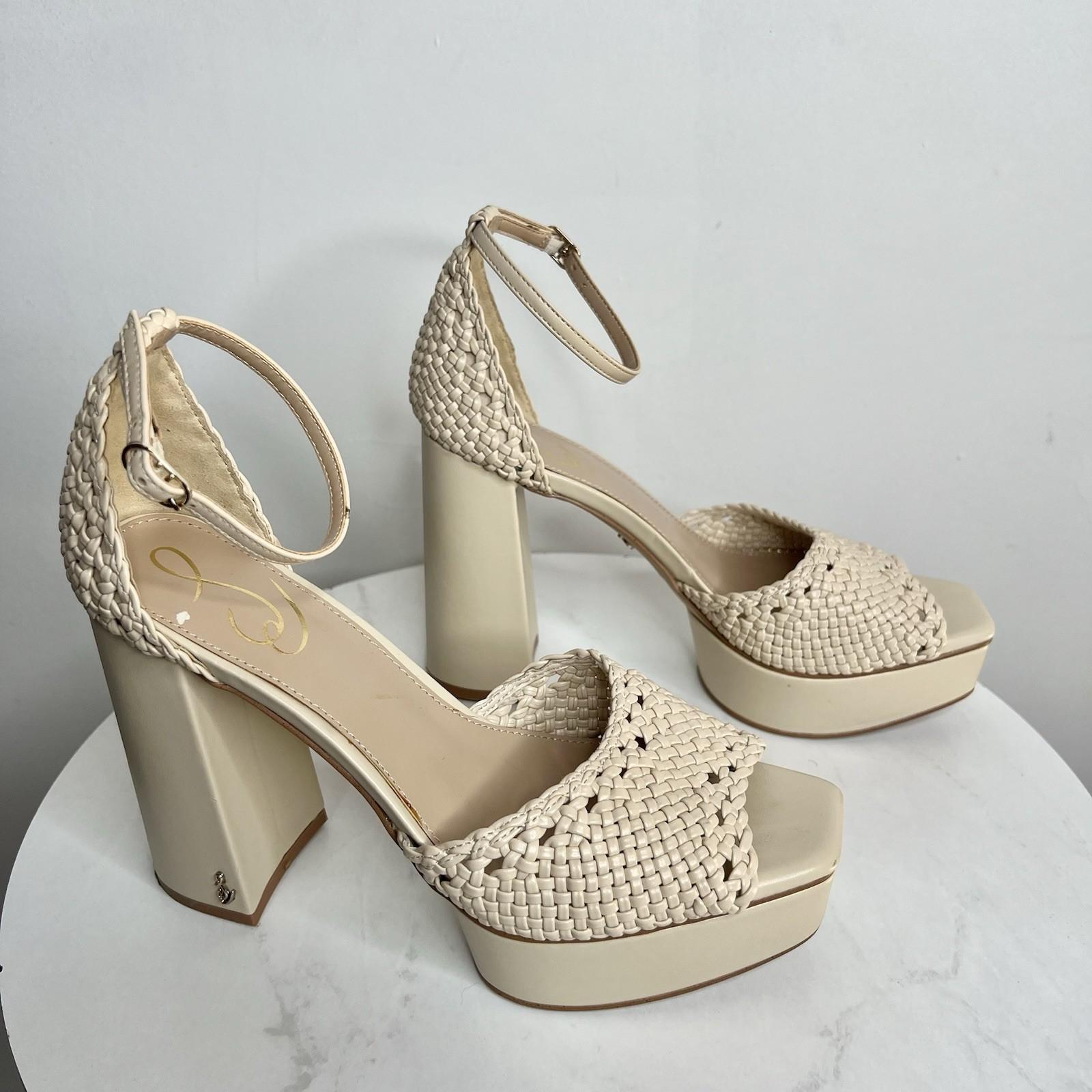 Sam Edelman Platform Ankle Strap Sand Block Heeled Sandals 8M Buckle Closure