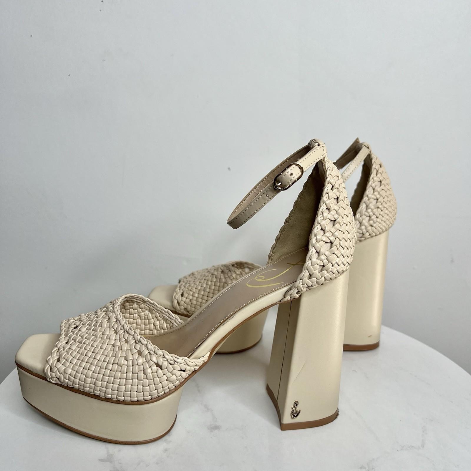 Sam Edelman Platform Ankle Strap Sand Block Heeled Sandals 8M Buckle Closure