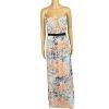 BCBGMAXAZRIA Chiffon Maxi Dress Size 12 Amber Powder Pleated Strapless New