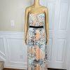 BCBGMAXAZRIA Chiffon Maxi Dress Size 12 Amber Powder Pleated Strapless New