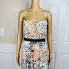 BCBGMAXAZRIA Chiffon Maxi Dress Size 12 Amber Powder Pleated Strapless New