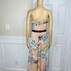 BCBGMAXAZRIA Chiffon Maxi Dress Size 12 Amber Powder Pleated Strapless New