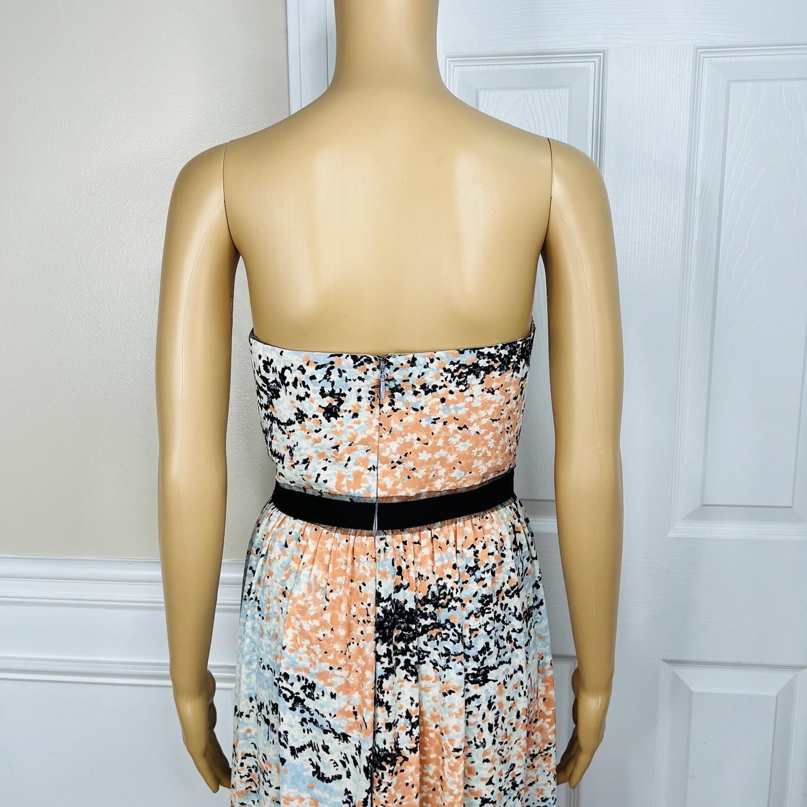 BCBGMAXAZRIA Chiffon Maxi Dress Size 12 Amber Powder Pleated Strapless New