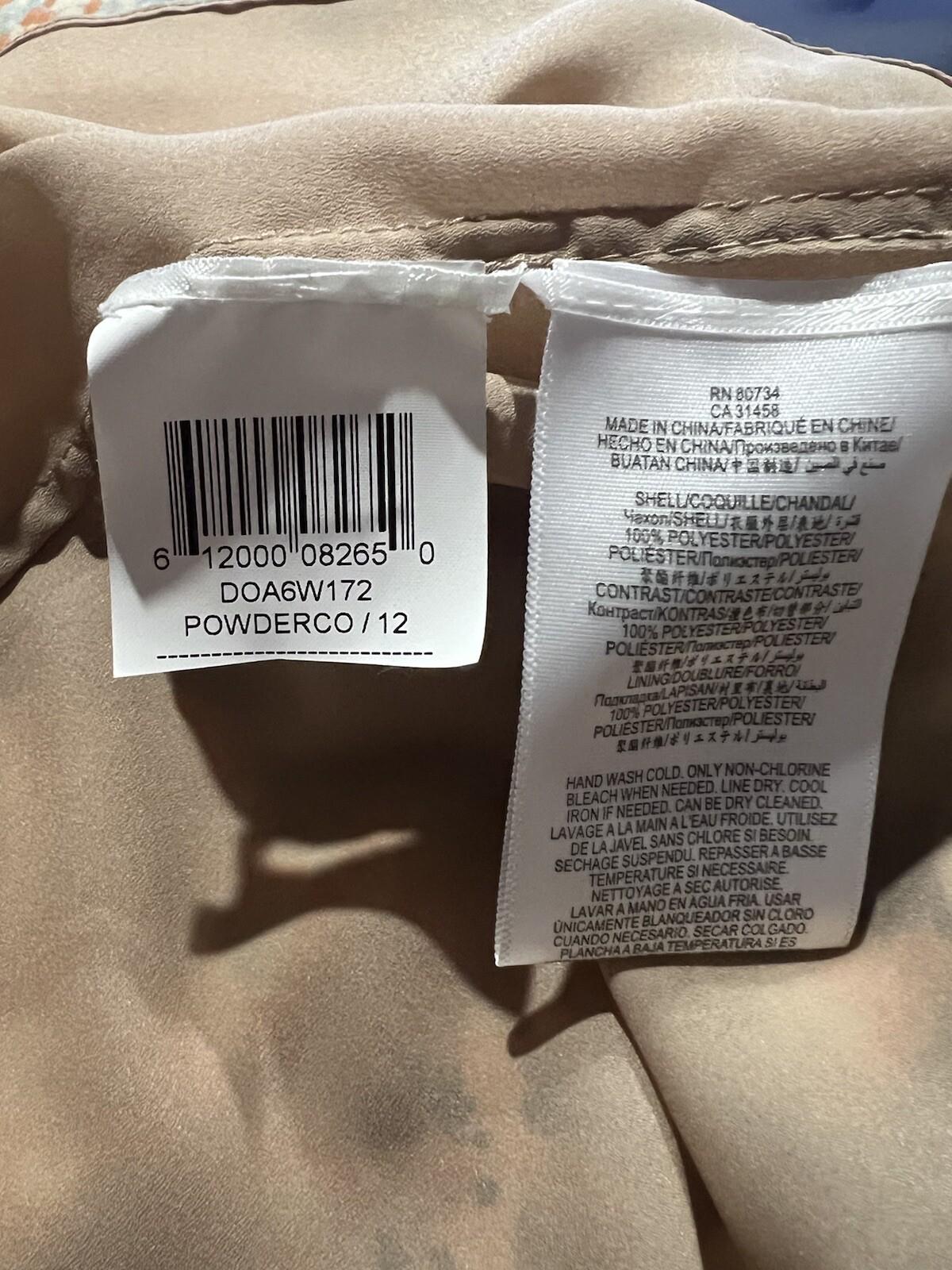 BCBGMAXAZRIA Chiffon Maxi Dress Size 12 Amber Powder Pleated Strapless New