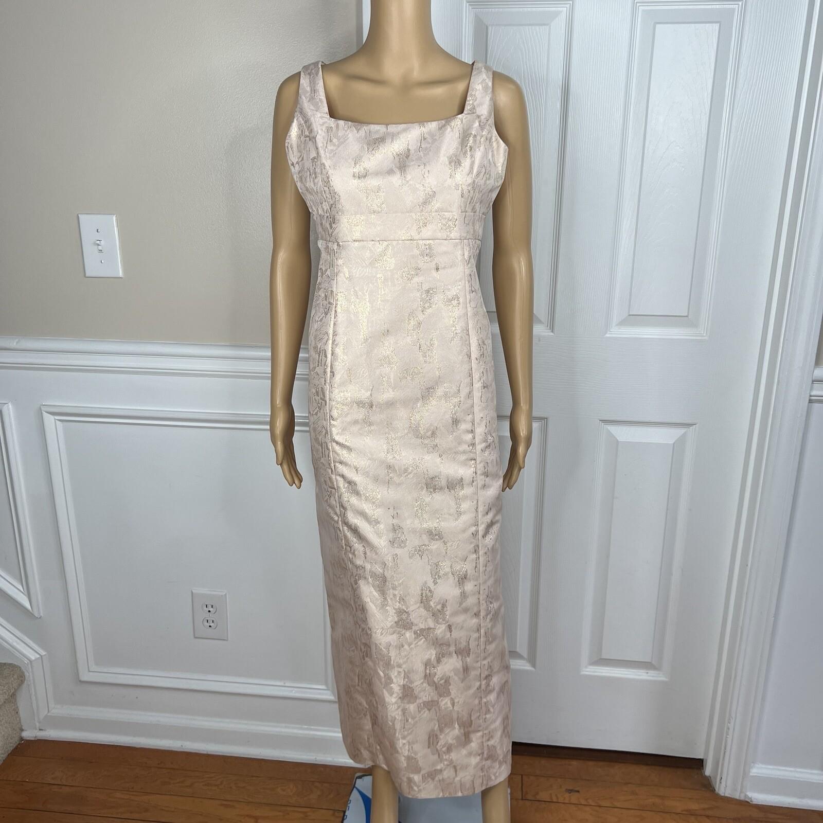 TAHARI ASL Polyester Metallic Dress Suit 10 Rose Gold Jacquard Shift Bolero 2PC