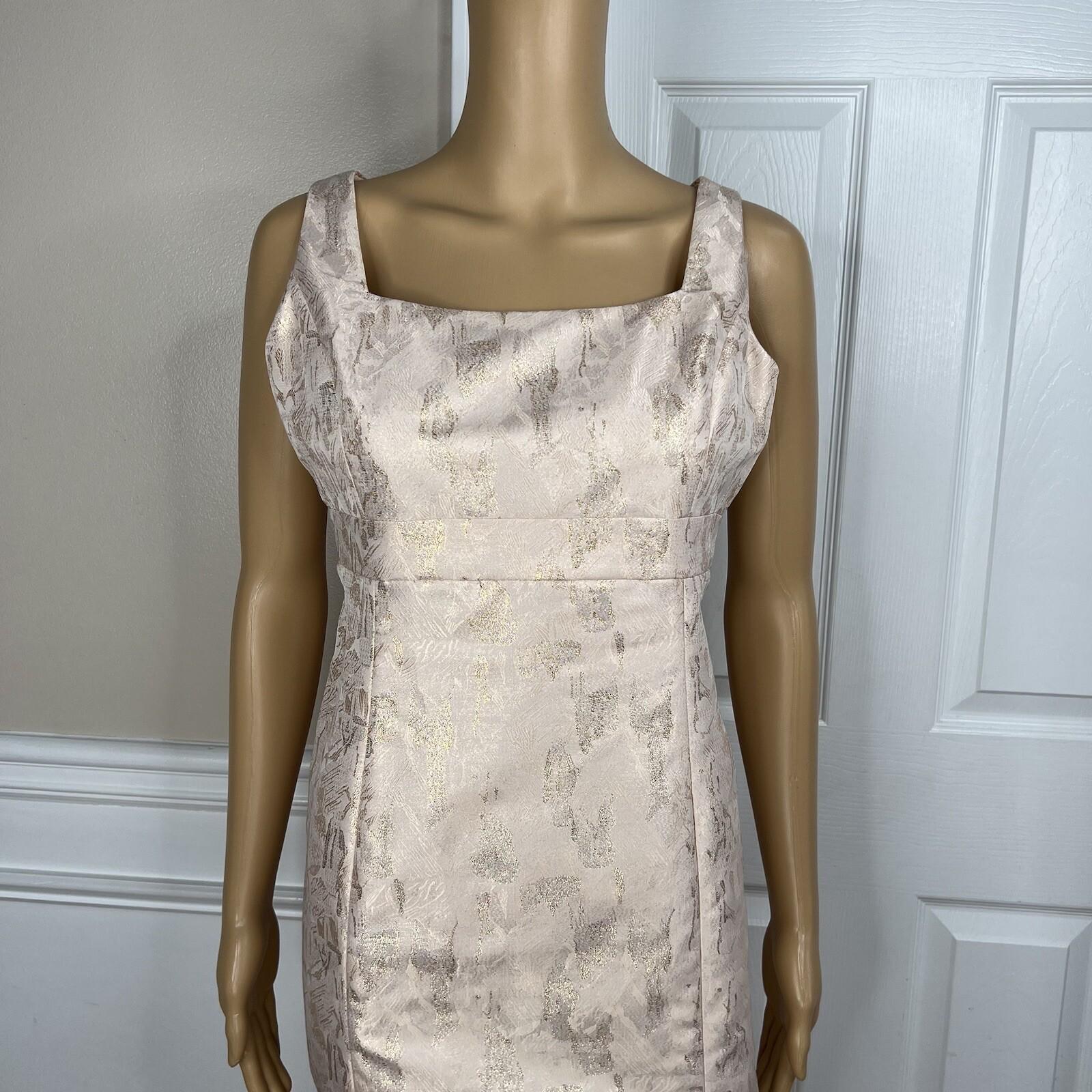 TAHARI ASL Polyester Metallic Dress Suit 10 Rose Gold Jacquard Shift Bolero 2PC