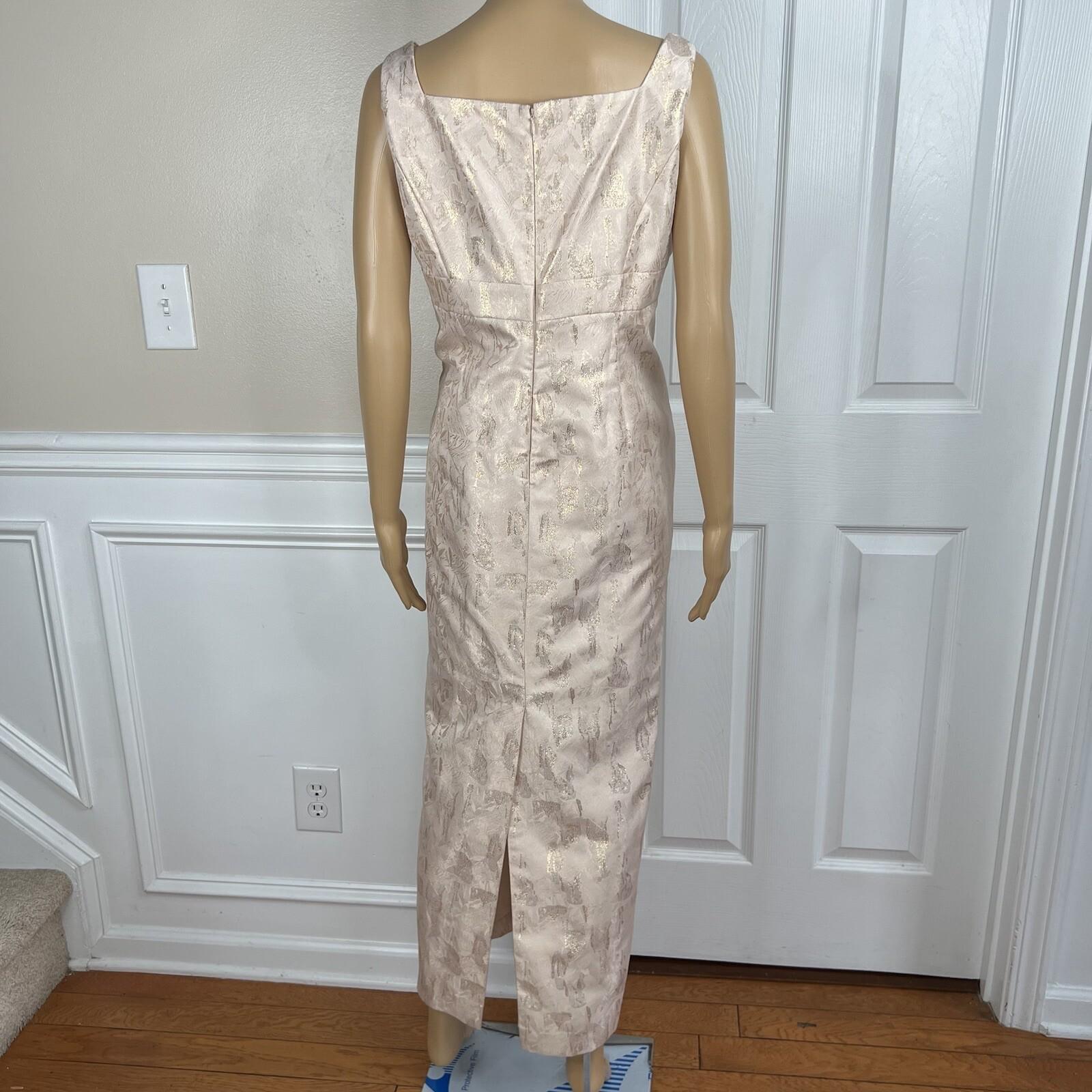 TAHARI ASL Polyester Metallic Dress Suit 10 Rose Gold Jacquard Shift Bolero 2PC