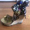 10-208.jpg CARLOS FALCHI Women Leopard Floral Pattern Platform Wedge Sandals Size 7 M
