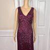 JACKIE JON Purple Sequin Polyester Spandex Bodycon Evening Cocktail Dress SZ 6