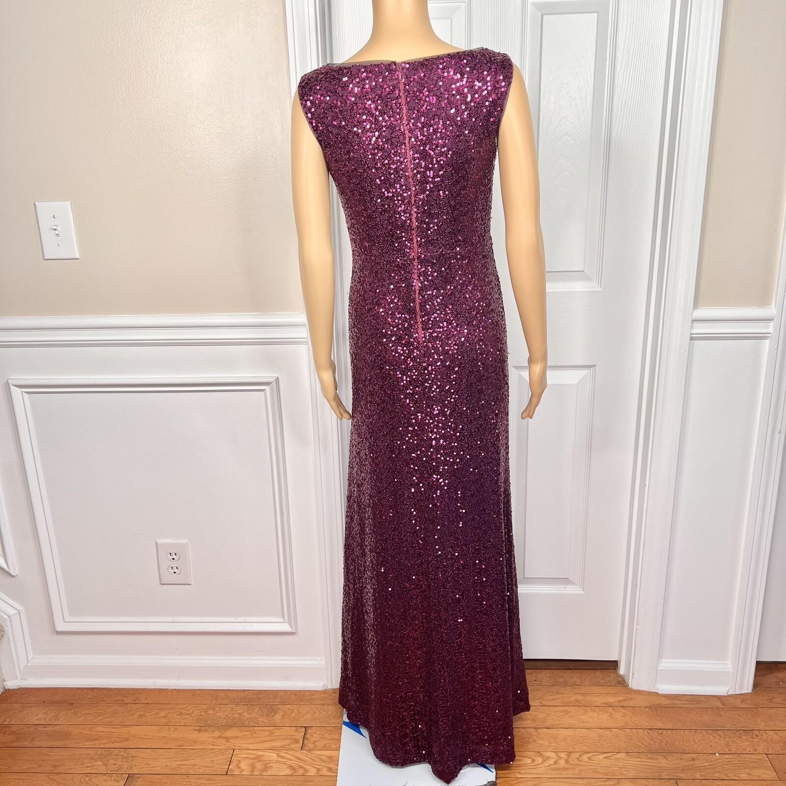 JACKIE JON Purple Sequin Polyester Spandex Bodycon Evening Cocktail Dress SZ 6