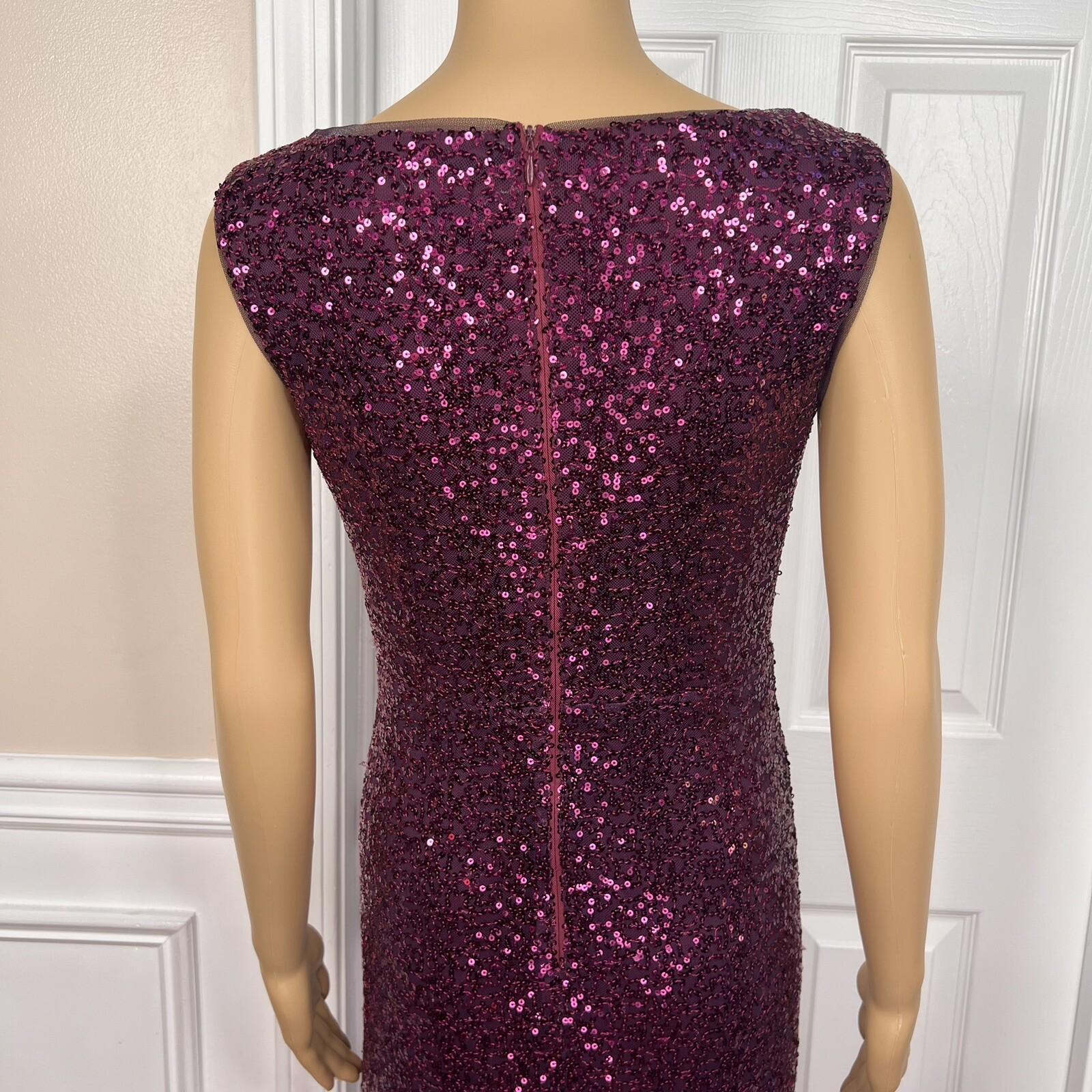 JACKIE JON Purple Sequin Polyester Spandex Bodycon Evening Cocktail Dress SZ 6