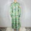 Georgette Maxi Dress XL Floral Maxi Ruffle Bishop Sleeves Button Down Tiered