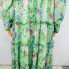 Georgette Maxi Dress XL Floral Maxi Ruffle Bishop Sleeves Button Down Tiered