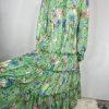 Georgette Maxi Dress XL Floral Maxi Ruffle Bishop Sleeves Button Down Tiered