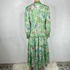 Georgette Maxi Dress XL Floral Maxi Ruffle Bishop Sleeves Button Down Tiered