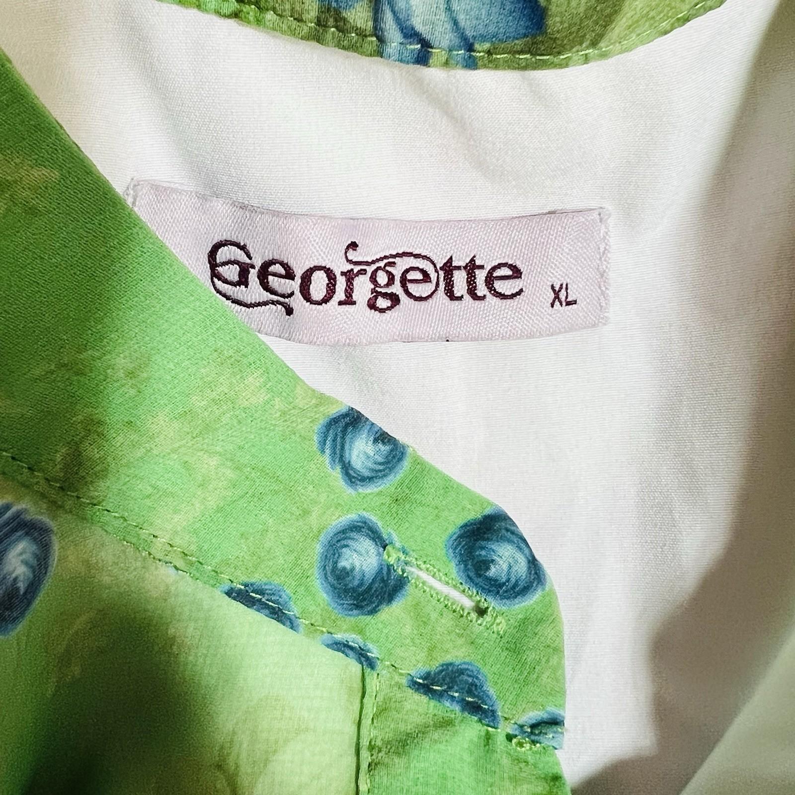 Georgette Maxi Dress XL Floral Maxi Ruffle Bishop Sleeves Button Down Tiered