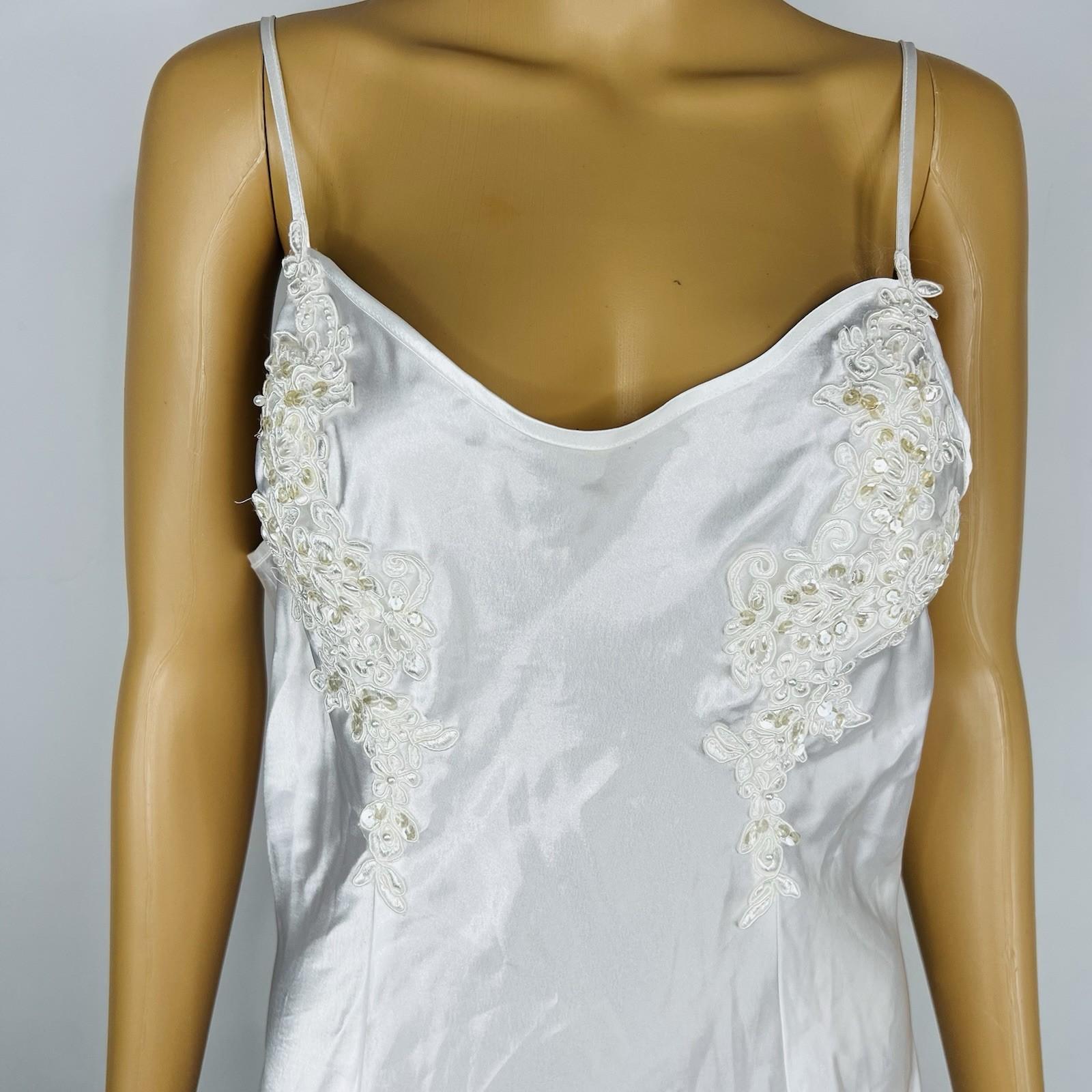 Fredericks Of Hollywood Vtg Peignoir Size S Nightgown Size M White Bridal Beaded