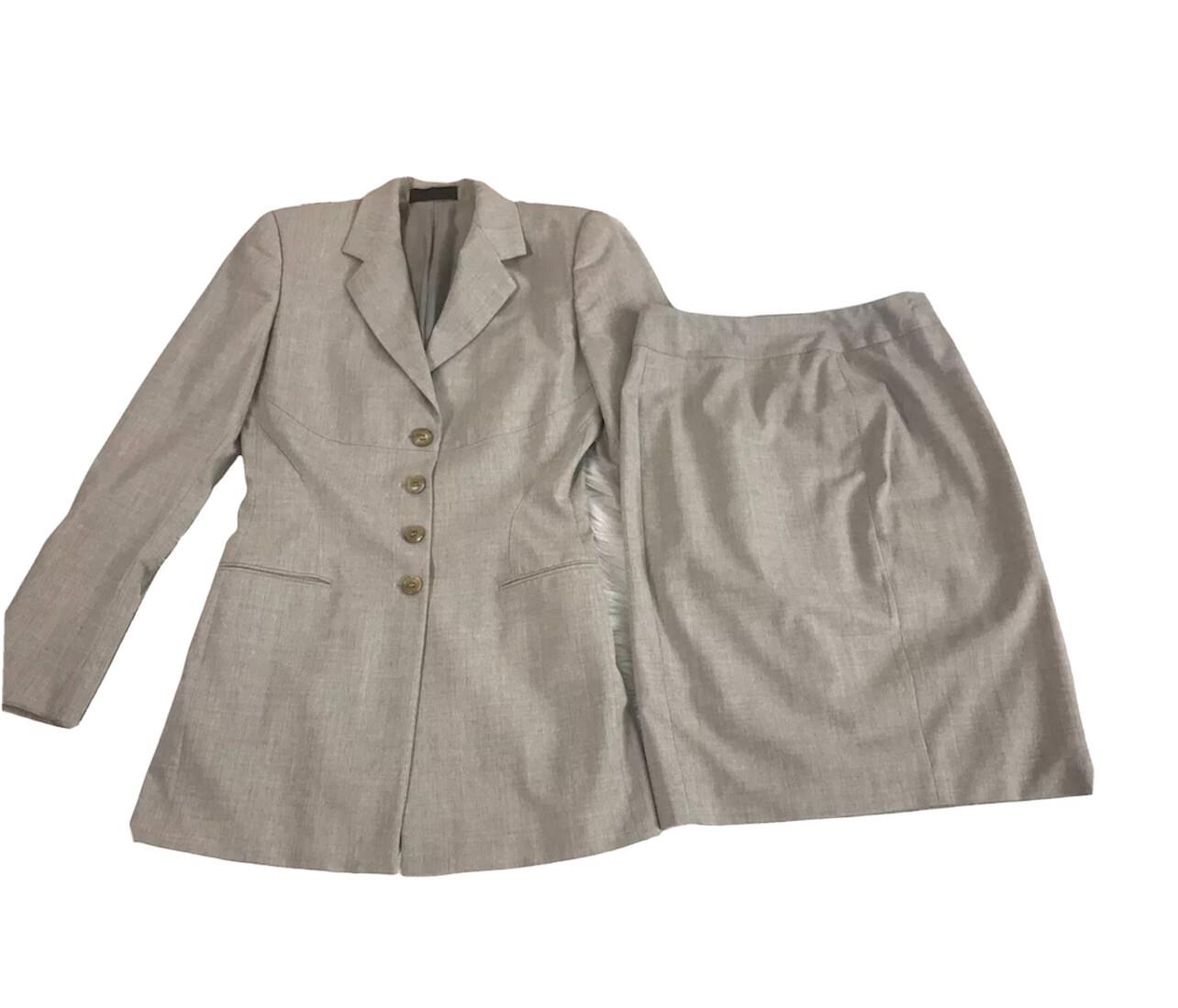 NARCISO RODRIGUEZ Virgin Wool Skirt Suit Beige Skirt Suit Size 2