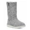 UGG Treadlite Silver Gray Sequin Knit Mid Calf Sweater Boots Shoes Size 6