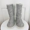 UGG Treadlite Silver Gray Sequin Knit Mid Calf Sweater Boots Shoes Size 6