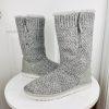 UGG Treadlite Silver Gray Sequin Knit Mid Calf Sweater Boots Shoes Size 6