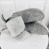 UGG Treadlite Silver Gray Sequin Knit Mid Calf Sweater Boots Shoes Size 6
