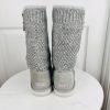 UGG Treadlite Silver Gray Sequin Knit Mid Calf Sweater Boots Shoes Size 6