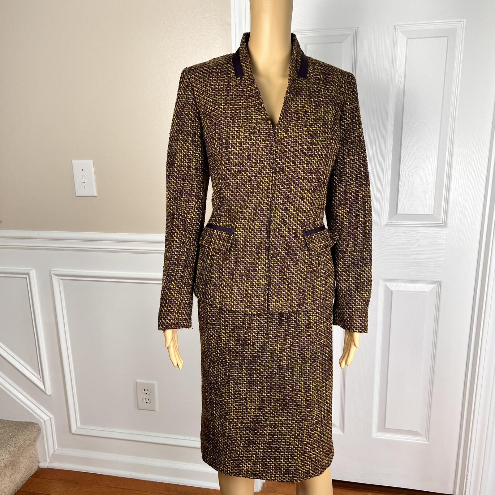 PENDLETON 2PC Multicolor Knit Wool Acrylic Blend Lined Zip Up Skirt Suit Size 10